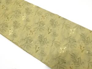 アンティーク　箔散らしに枝葉模様織り出し丸帯（材料）